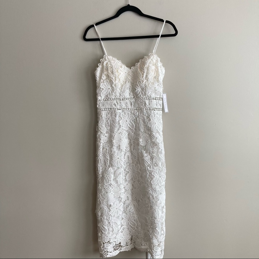 NWT White Lace Midi Wedding Formal Bodycon Dress 6